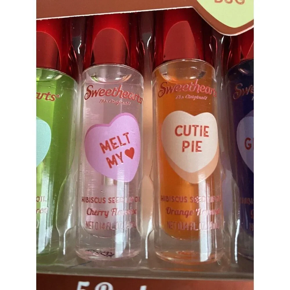 5 Pack Taste Beauty x Sweethearts Hibiscus Seed Infused Lip Oil Set‎ Valentines